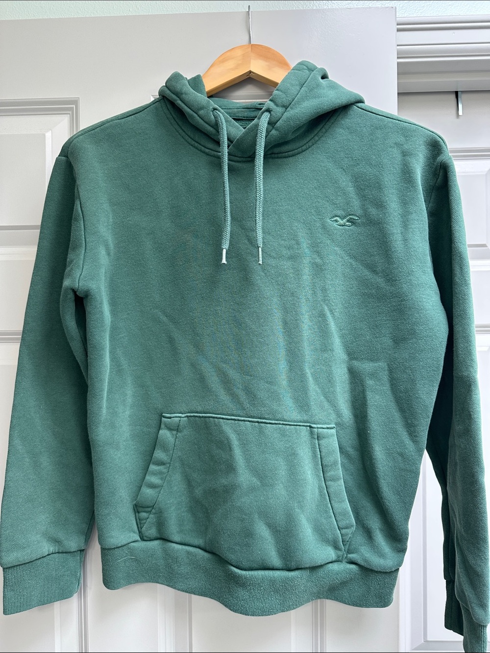Hollister Men's Teal Green Hooded Pullover Sweatshirt
